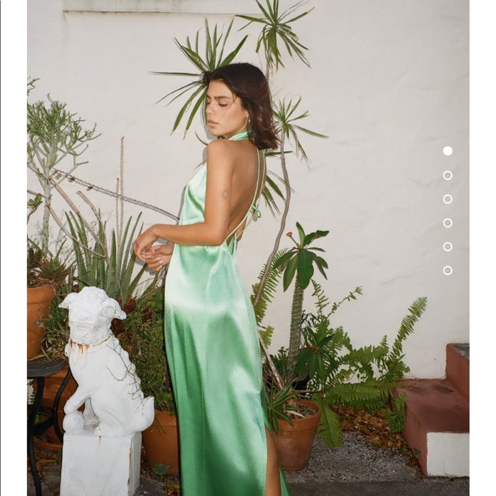 Zara green satin summer halter dress